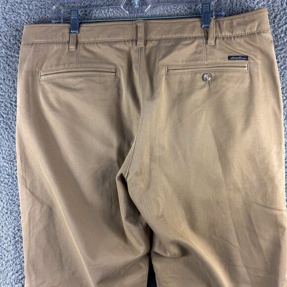 Eddie Bauer Outdoor Pants Mens 38x32 Tan Golf Golfer Fish Fishing Casual Khakis - Picture 9 of 16